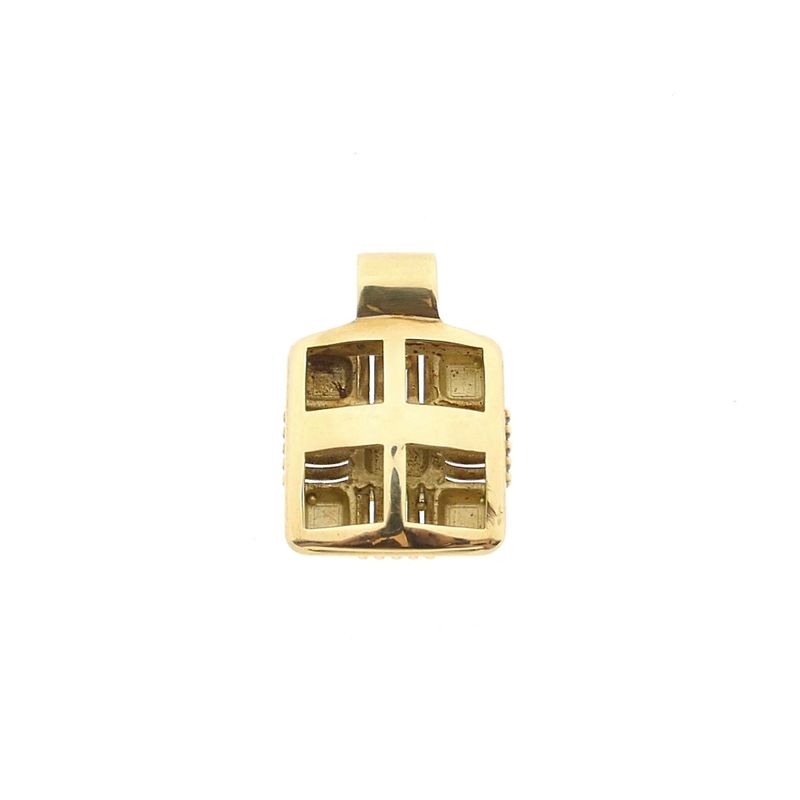 Image 5 of Vintage gold square pendant with pattern