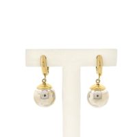 Two-tone gold stud earrings with balls