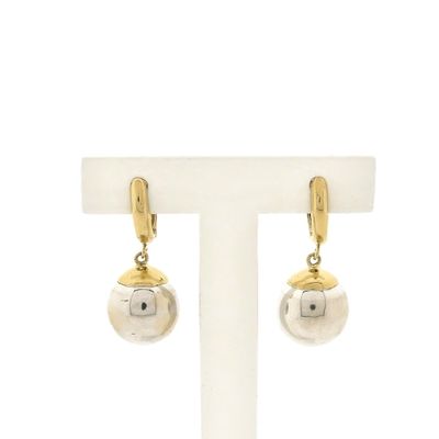 Image 1 of Two-tone gold stud earrings with balls