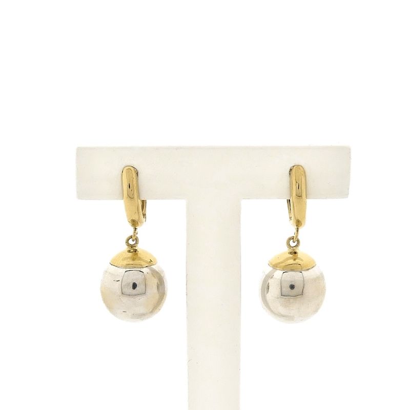 Image 1 of Two-tone gold stud earrings with balls