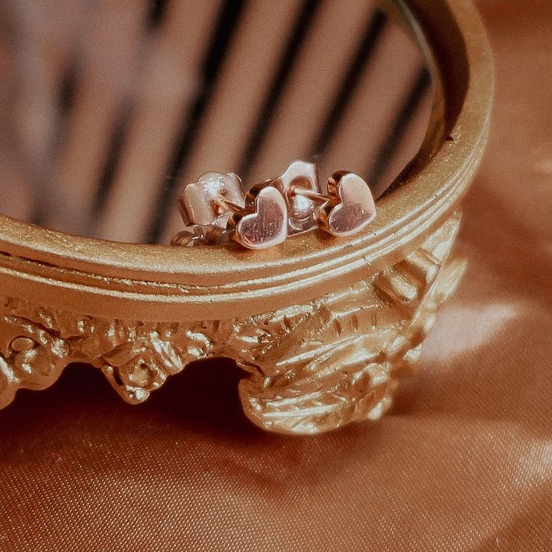 Image 5 of Rose gold plated silver stud earrings with hearts
