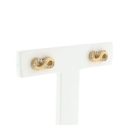 Image 2 of Gold infinity stud earrings with zirconia