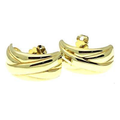 Image 2 of Gold stud earrings; half round | 14 carat