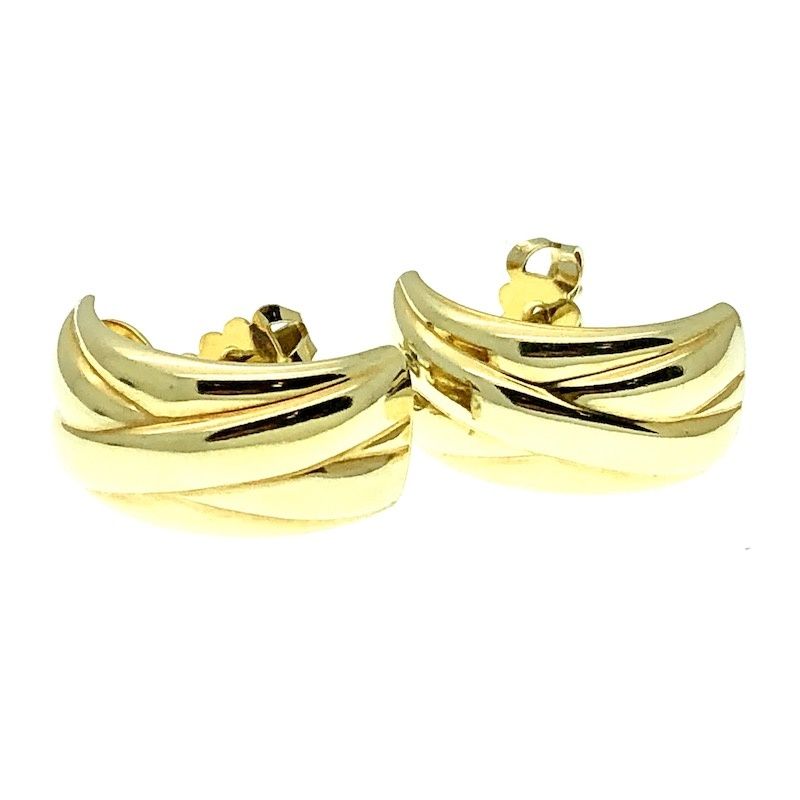 Image 2 of Gold stud earrings; half round | 14 carat