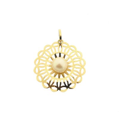 Image 1 of 18 carat gold pendant with pearl
