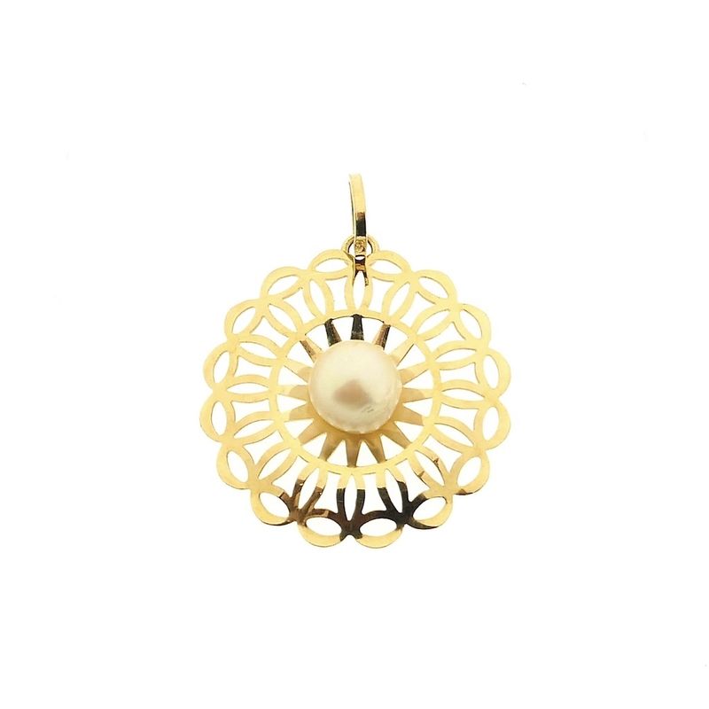 Image 1 of 18 carat gold pendant with pearl