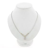 Bicolor Gold Necklace with Fixed Pendant and Diamonds; 0.45 ct.