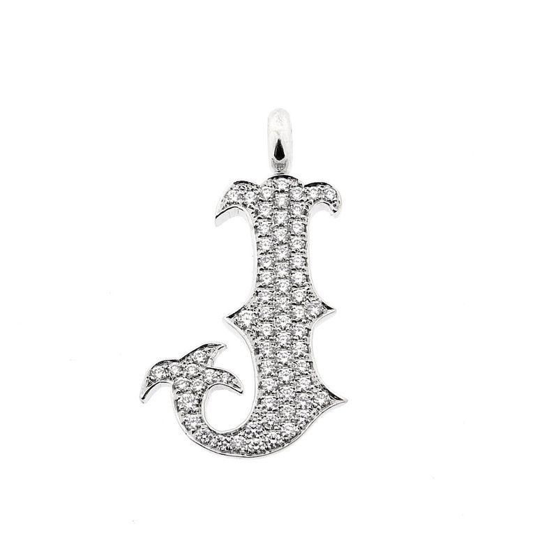 Image 1 of White gold pendant letter J with diamonds 0.345 ct.