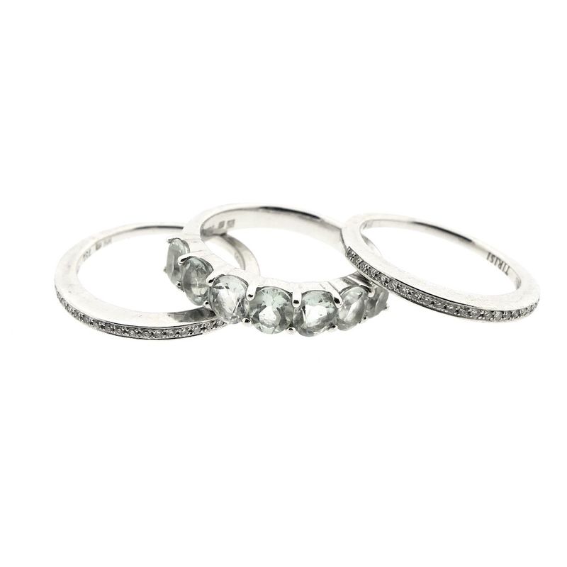 Image 10 of Tirisi white gold rings set with aquamarine and diamonds; 0.24 ct.