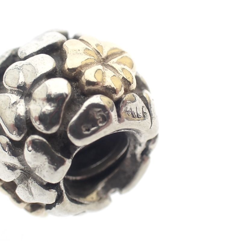 Image 5 of Pandora charm; Silver with gold; Lucky Clover