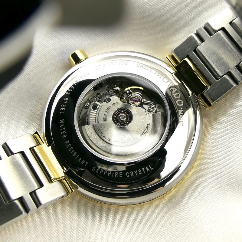 Image 13 of Movado Museum Classic; Two-tone automatic women's watch with black dial; 0607679