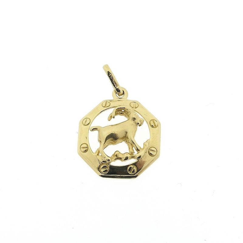 Image 1 of Gold zodiac sign pendant; Capricorn
