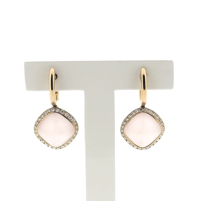 Image 1 of 18-karat gold stud earrings set with rose quartz and diamonds | 0.28 ct. | Tirisi