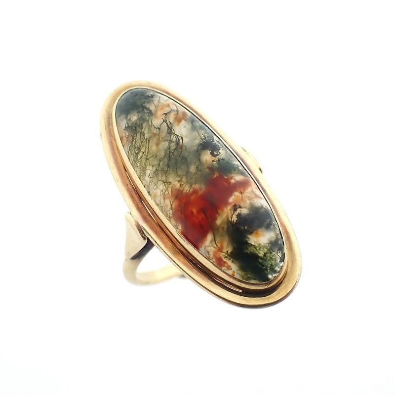 Image 1 of Gold ring with moss agate | Vintage