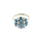 Image 2 of White gold entourage ring with baroque pearl and turquoise
