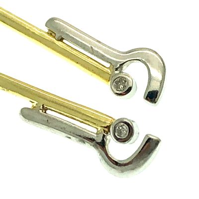 Image 2 of Two-tone gold fantasy earrings with 0.02 ct diamond.