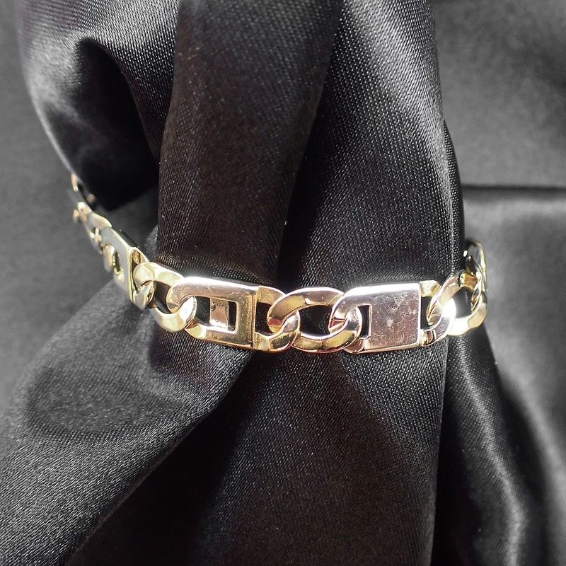 Image 7 of Two-tone gold navy link bracelet | 22 cm
