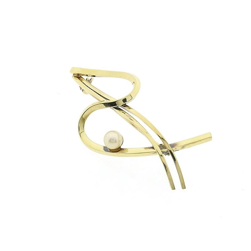 Image 9 of Vintage gold brooch with pearl