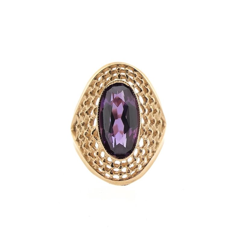 Image 3 of Vintage rose gold ring set with synthetic gemstone