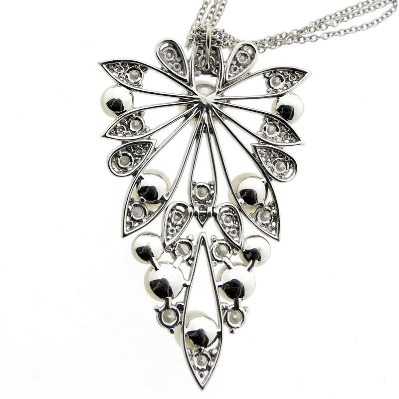 Image 9 of UTOPIA Art Deco white gold necklace with pearl and diamond 1.75 ct.