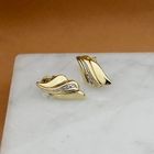 Image 2 of Gold stud earrings with diamond; 0.01 ct.