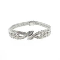 White gold herringbone link bracelet with diamonds; 0.48 ct.