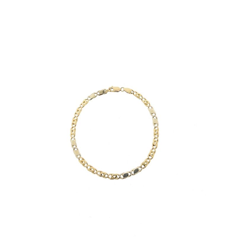 Image 5 of Two-tone gold gourmet/figaro link bracelet