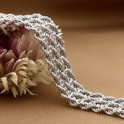 Afbeelding 2 van Witgouden kabelschakel armband | 19 cm