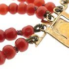 Image 6 of Antique red coral beaded bracelet with gold clasp.