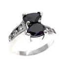 Image 1 of Silver 'twist' ring with onyx and zirconia