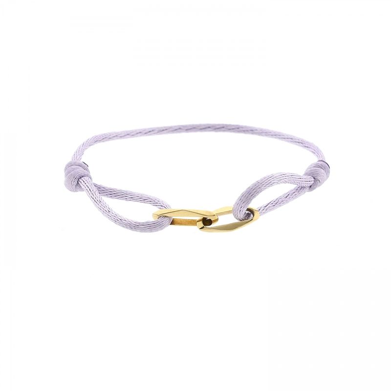 Image 1 of Forever Knots® Handcrafted Lilac Satin Bracelet with Gold Link