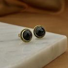 Image 2 of Gold stud earrings with garnet