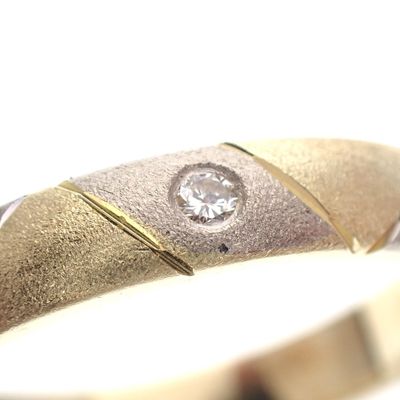 Image 2 of Two-tone gold matte ring with diamond; 0.02 ct.