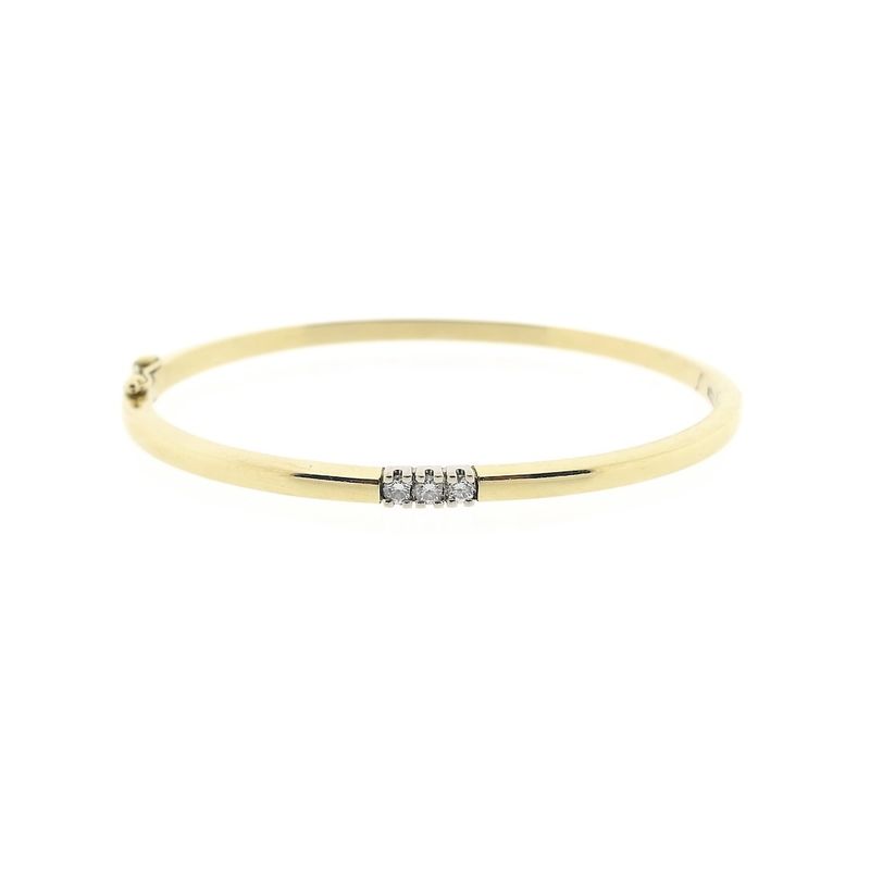 Image 1 of Diamond gold bangle with diamonds; Size M