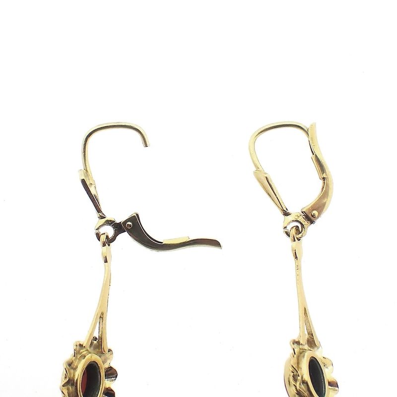 Image 4 of Vintage gold earrings with blood coral
