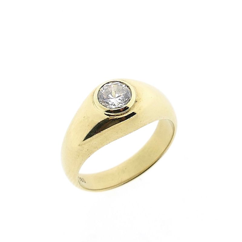 Afbeelding 1 van Gouden gebolde ring met zirconia