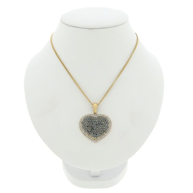 Image 8 of Gold heart pendant with blue moissanite and diamonds; approx. 2.31 ct.