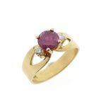 Image 1 of 18 carat gold ring with ruby ​​and diamonds