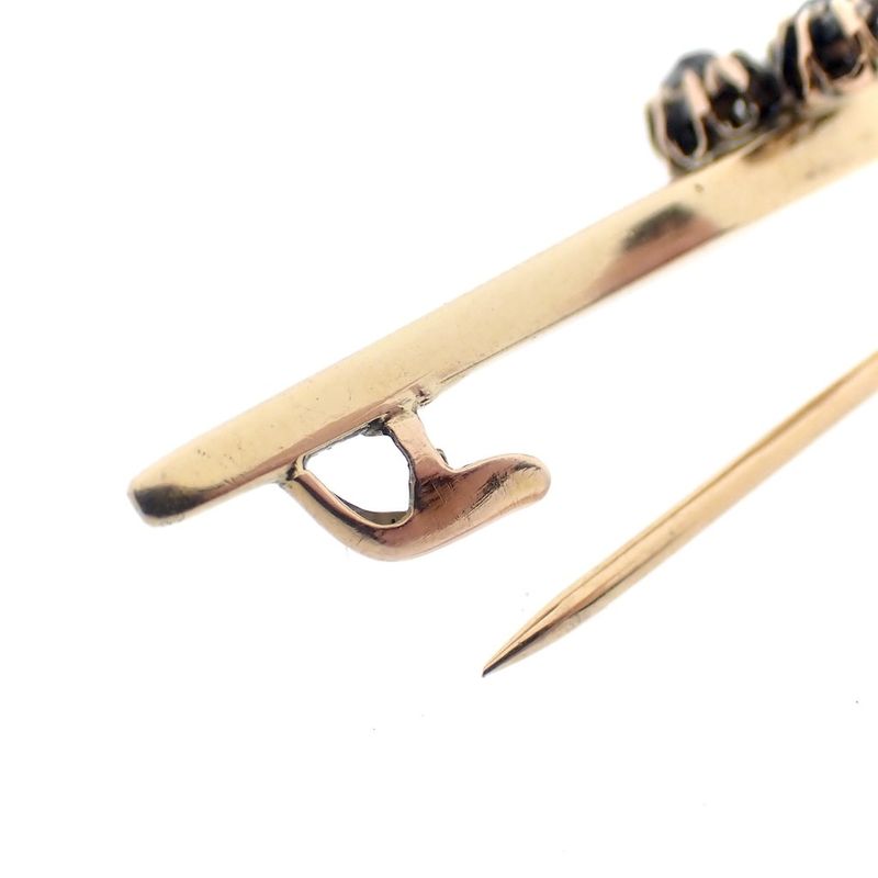 Image 7 of Antique gold brooch with diamonds; approx. 0.40 ct.