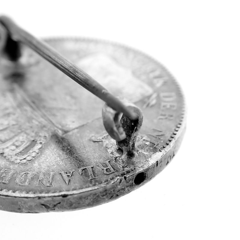 Image 6 of Silver brooch Wilhelmina long loose hair coin | 1892