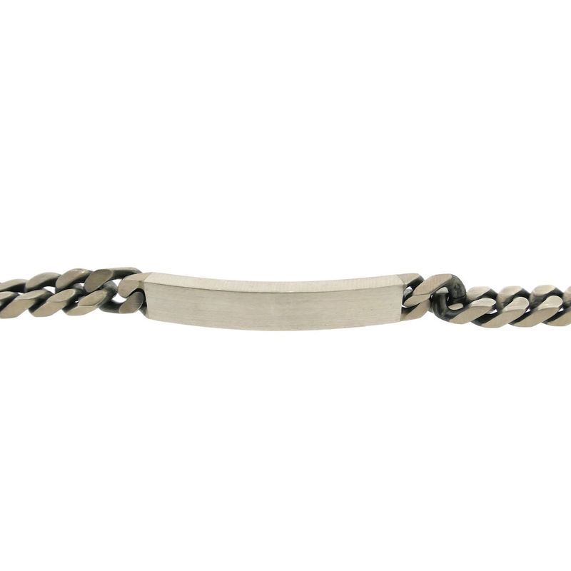 Image 6 of Silver robust gourmet link bracelet with engraving plate; Men