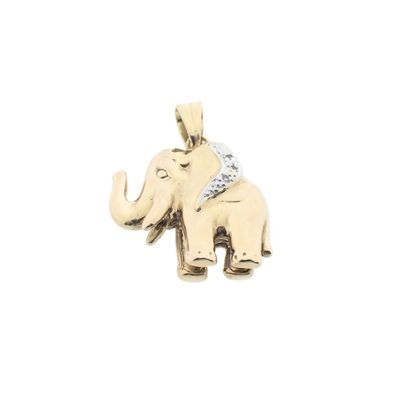 Image 1 of Gold pendant of an elephant with diamond 0.01 ct.