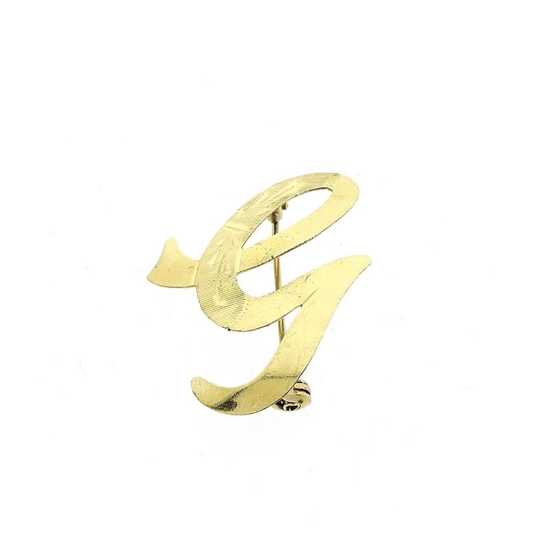 Image 1 of Gold letter brooch; letter G