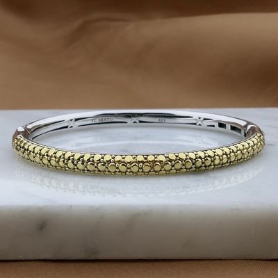 Image 2 of Silver TiSento slave bracelet with gold plating; Size S