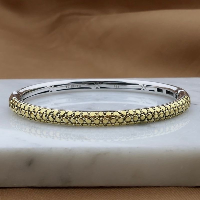Image 2 of Silver TiSento slave bracelet with gold plating; Size S