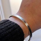 Image 7 of Silver Slave Bracelet with Pattern; Size M