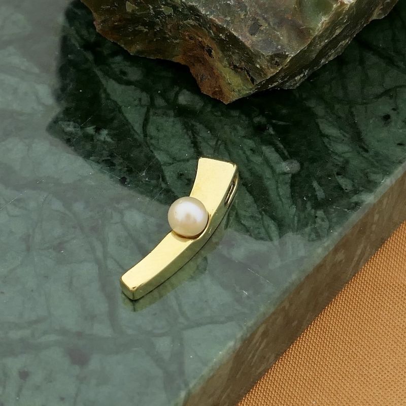 Image 12 of Gold abstract pendant with pearl