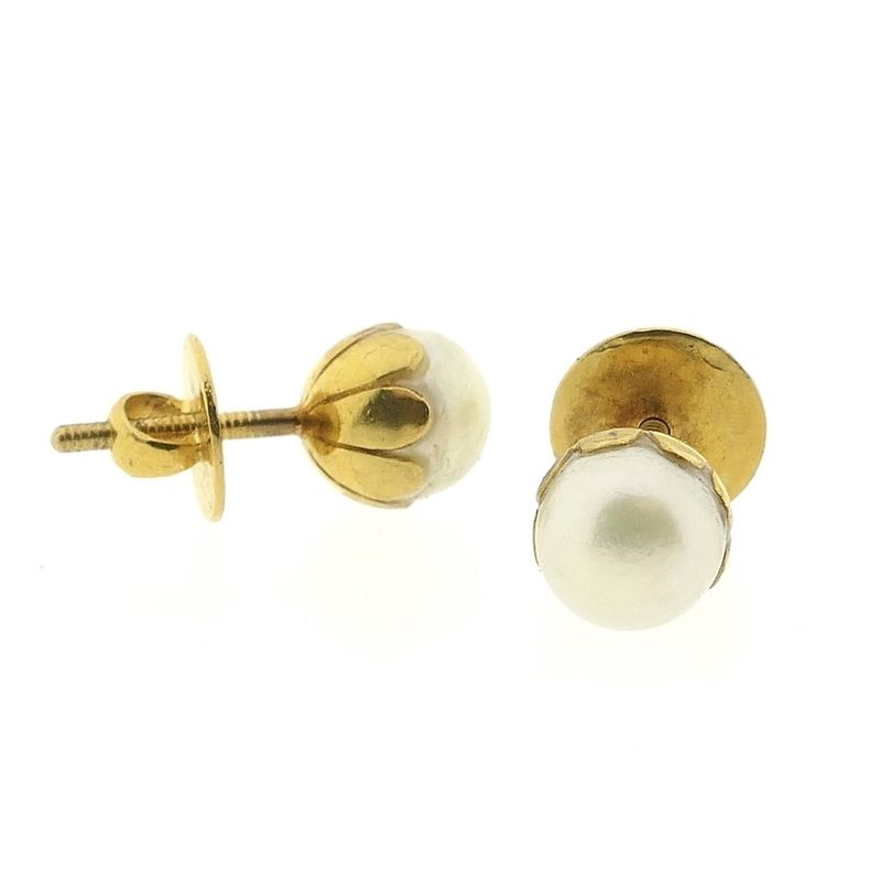 Image 10 of Vintage gold stud earrings with pearl