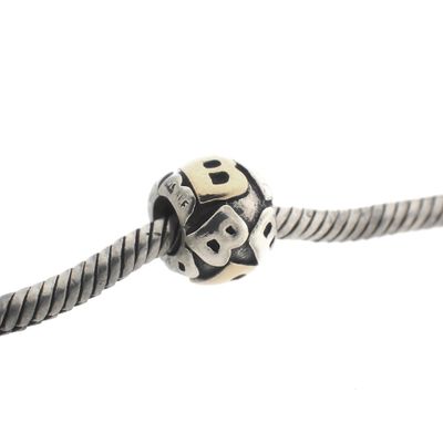 Image 2 of Pandora charm; Silver with gold; Letter B