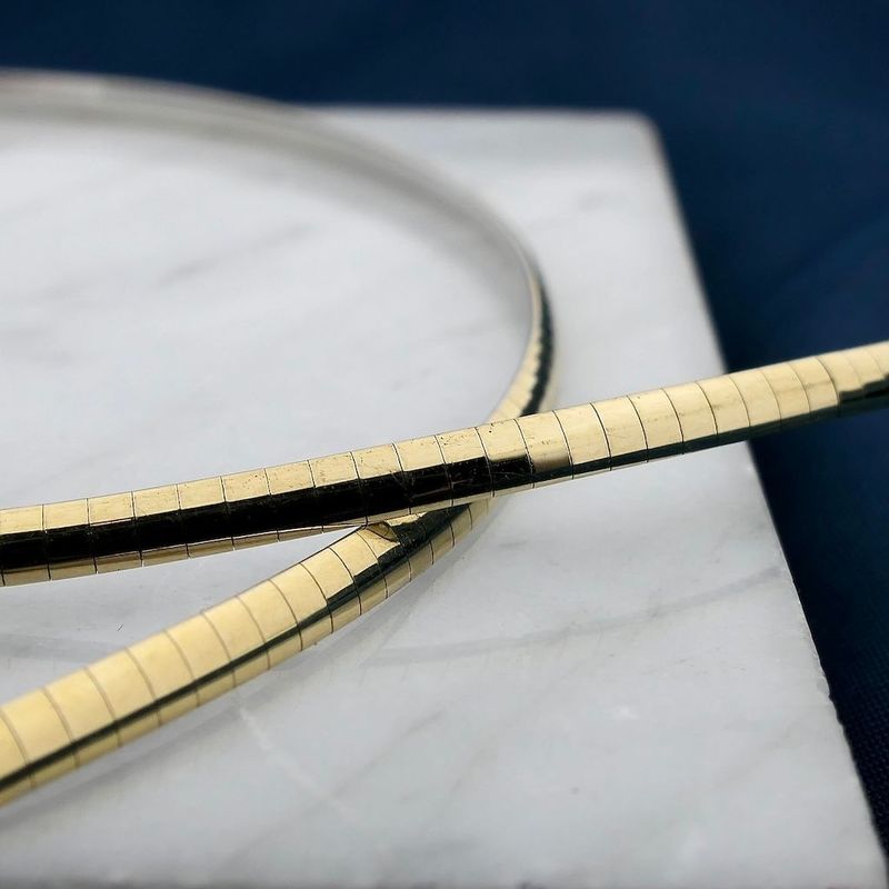 Image 2 of Bicolor gold omega link necklace; Dancangelo